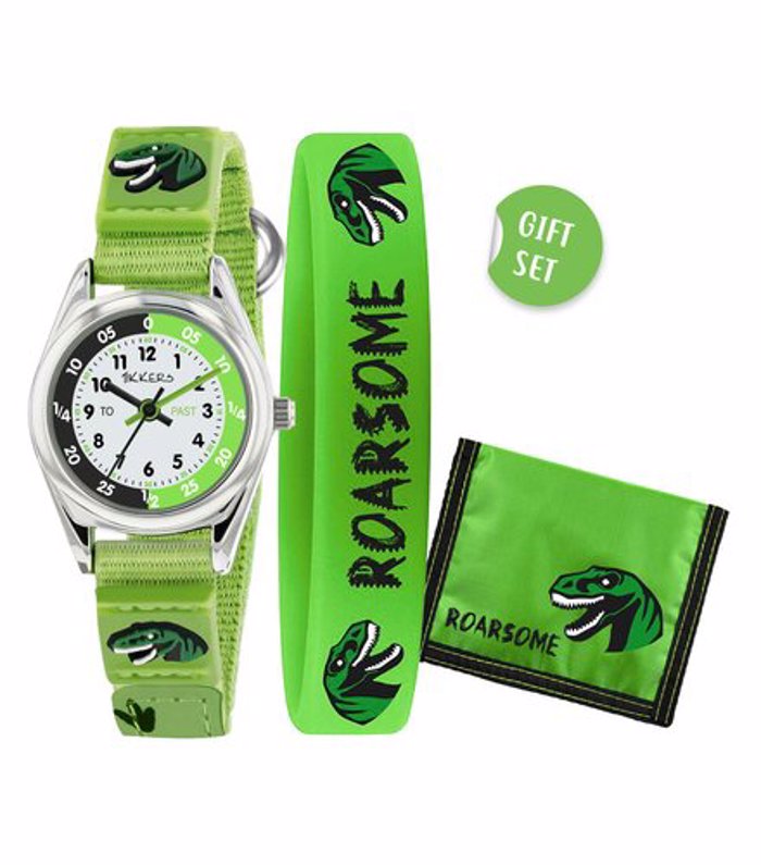 TIKKERS GREEN DINOSAUR WATCH WITH BRACELET & WALLET