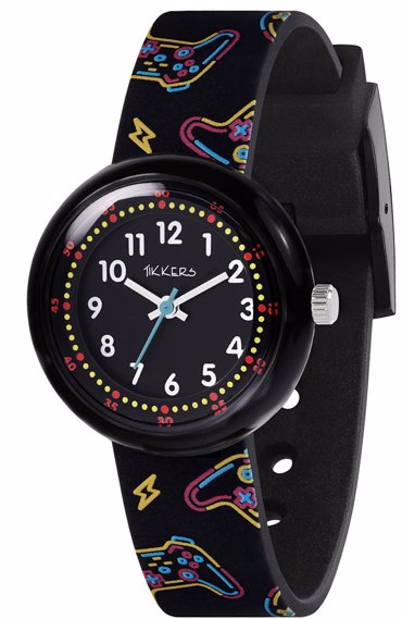 TIKKERS BLACK PRINTED STRAP WATCH