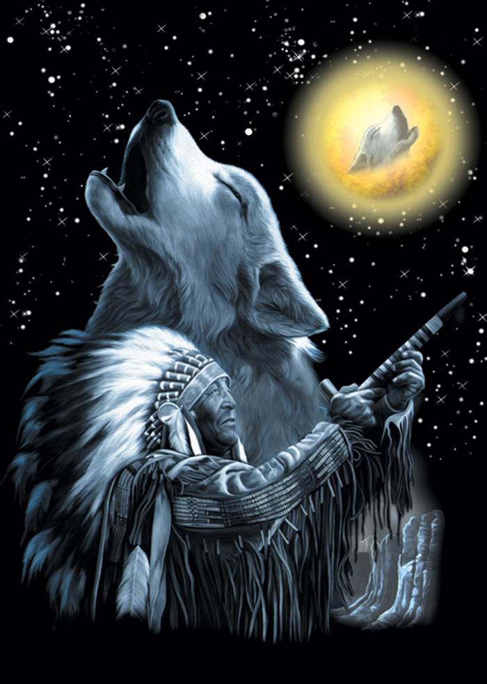 INDIAN AND WOLF
