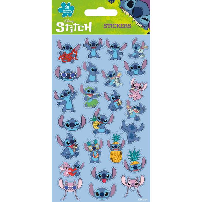 LILO & STITCH (STITCH & ANGEL) 25pc REUSEABLE PAPER STICKERS