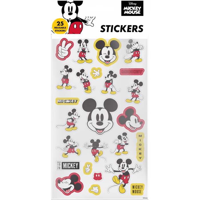 MICKEY (SIMPLY BOLD) 25pc REUSEABLE PAPER STICKERS